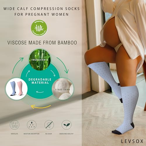 Wide Calf Compression Socks for Women Plus Size Pregnancy Cute Fun 15 (3 Pair-polkadots / 5X-Large)