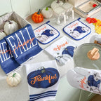 10 Pcs Fall Thanksgiving Pumpkin Kitchen Decor Set Blue White (Blue / Modern Style)