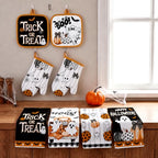 10 Pcs Halloween Ghost Kitchen Decor Accessories Set with Rugs (Black, Orange / Ghost Pumpkins)