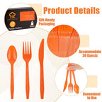 90 Pieces Fall Thanksgiving Plastic Cutlery Set (Orange)