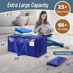 6 Pack Extra Heavy Duty Large Moving Bags with Strong Zipper (Blue / 6 Pack)