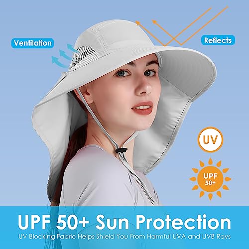 Womens Sun Hat UV Protection (One Size / Light Grey)