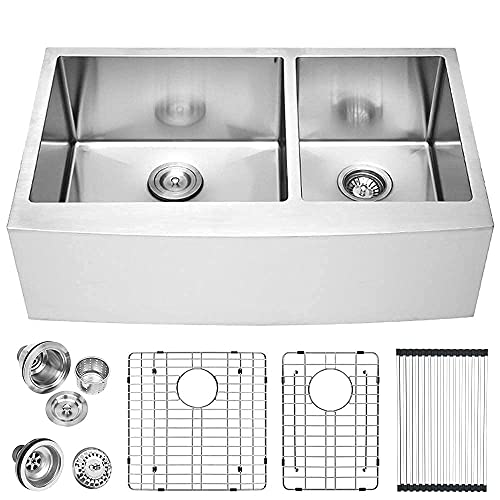33 Inch Farmhouse Sink Double Bowl 60 (Stainless Steel / 33''x21''-60/40)
