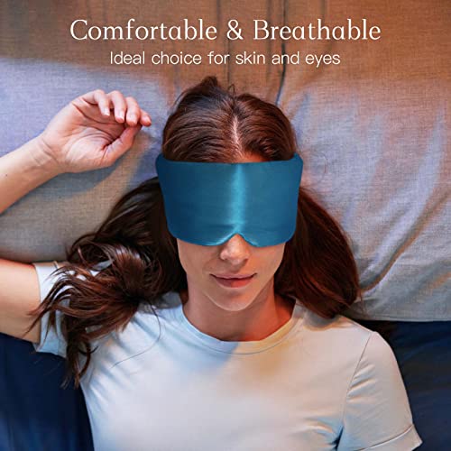 100% Natural Silk Eye Mask for Women Men (Vivid Blue)