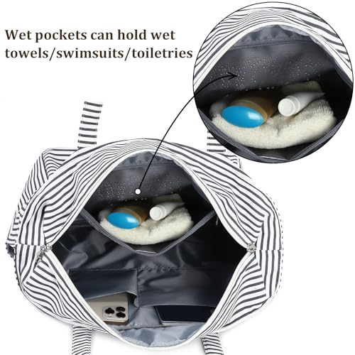 Large Beach Bag for Women (Black and White)