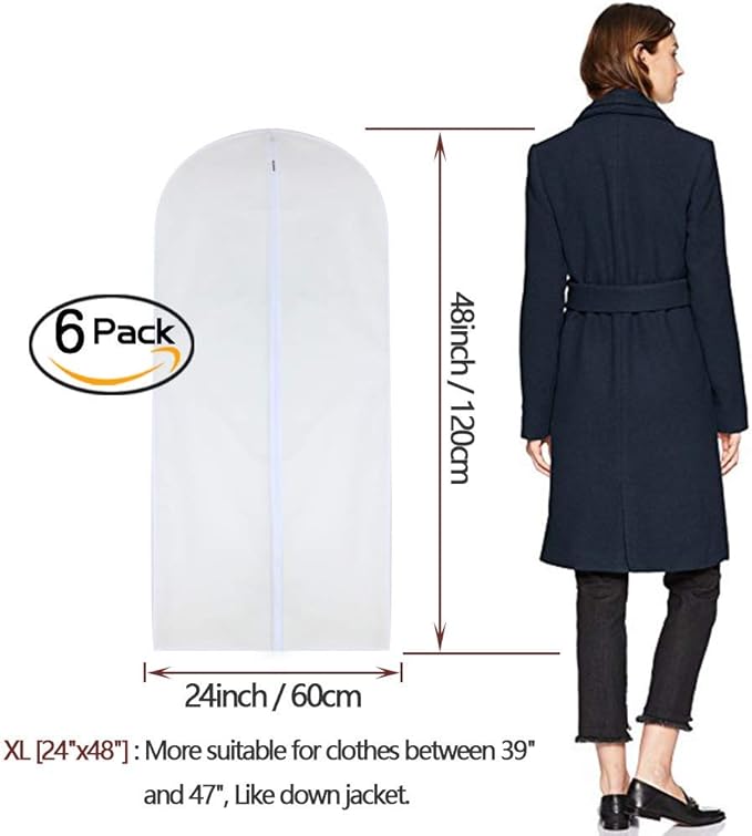 Garment Bags for Hanging Clothes 24'' x 48'' Long Suit Dust Hanging Garment Bag - Image 2
