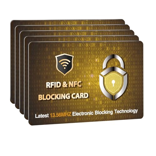 5 Pack RFID Blocking Card for Credit Debit ID Card (Golden PL)