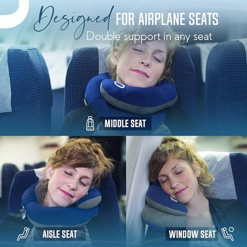 Travel Neck Pillow for Airplane (Purple / Large)