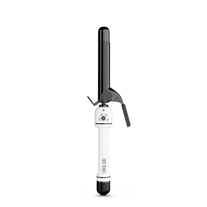 HOT TOOLS Pro Artist Nano Ceramic 1 Inch Curling Iron, Dual Voltage Curling Wand, For Bouncy Curls, Black/White