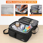 Insulated Lunch Bag Women Men (Black)