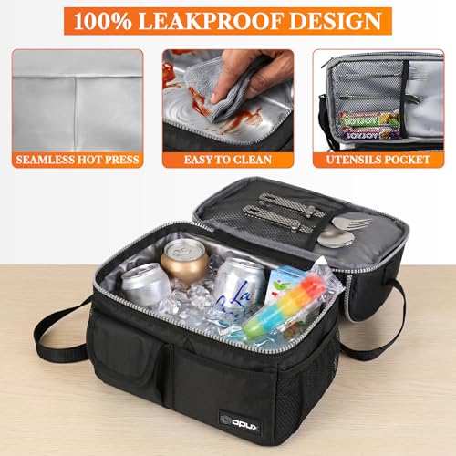 Insulated Lunch Bag Women Men (Black)