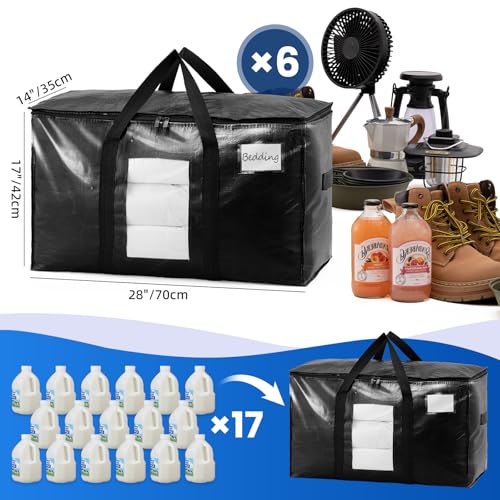 6 Pack Black Extra Large Moving Bags (Black / 6 Large)