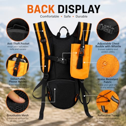 Lightweight Hydration Backpack 2L Water Bladder Pack (Orange / 2L Bladder)