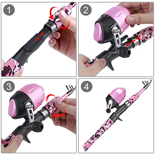 Kids Fishing Pole (Camo Pink / 4.92 ft)