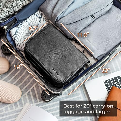 Hanging Toiletry Bag Removable Travel Bag PU leather Makeup Cosmetic Organizer Kit (Black / 1 Pack)