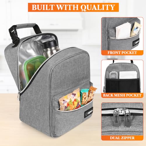 Insulated Lunch Box for Kids and Adults (Heather Gray)