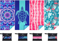 Microfiber Beach Towel with Bag Oversized 71x32 Sand Free 4 Pack (4 Pack Blue and Red Multi / 71"x32")