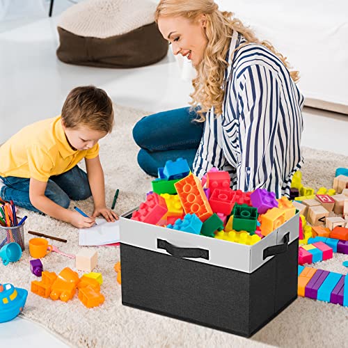Large Storage Baskets for Shelves 6 Pack (Large-6 Pack / Black & White)