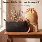 Genuine Leather Toiletry Travel Bag For Men & Women (Distressed Black / 10"X5")