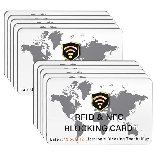10 Pack RFID Blocking Card for Credit Debit ID Card (White-WM)