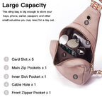 Sling Bag for Women Vegan Leather Small Fanny Pack Crossbody Bags Chest Bag for Women Pink (2-pink)