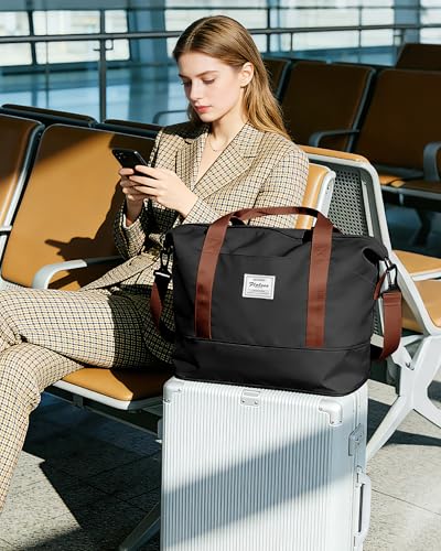 Foldable Duffle Bag For Travel Women Men SA Approved Personal Item Bags (A98-blackbrown-expandable / X-large)