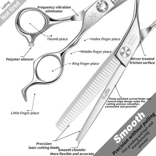 High end Professional Hair Thinning Scissors Hair Cutting Teeth Shears Barber Hairdressing Texturizing Scissors Extremely Very Sharp 6.5 Inch Stainless Steel Alloy For Men Women Salon & Home (Thinning Shears / 6.5 Inch)