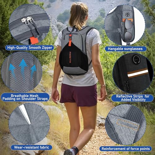 15L Hiking Backpack for Men Women Lightweight Foldable Small Daypack for Travel Camping Outdoor (Grey and Black / 15l)