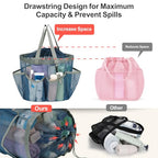 Mesh Shower Caddy Portable with Drawstring (Blue with Drawstring)