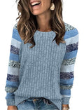 Womens Tops Winter Clothing Fall Tunics for Women Long Sleeve Sweaters for Women Fall Clothes Comfiest Airport Outfits Business Casual Travel Cozy Fall Fashion Plus Size Maternity (Medium / 08-sky Blue Stripes)