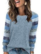 Womens Tops Winter Clothing Fall Tunics for Women Long Sleeve Sweaters for Women Fall Clothes Comfiest Airport Outfits Business Casual Travel Cozy Fall Fashion Plus Size Maternity (Medium / 08-sky Blue Stripes)