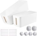 Cable Management Box, 2 Pack Large & Medium Cable Organizer Box by Tuwechen