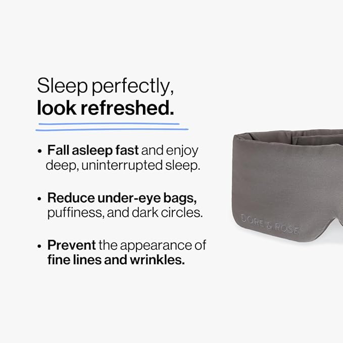 Dore & Rose Deep Sleep Mask Light Blocking, 23 Momme Mulberry Silk Eye Mask - Image 2