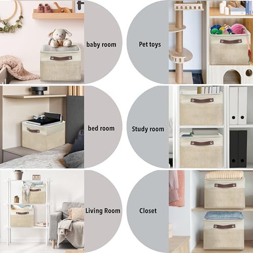 15" x 11" Large Fabric Storage Bin (Beige / Large - 15" x 11" x 9.5")