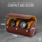 2 Watch Travel Case for Men (Brown & Caramel / 2 Watch Case)