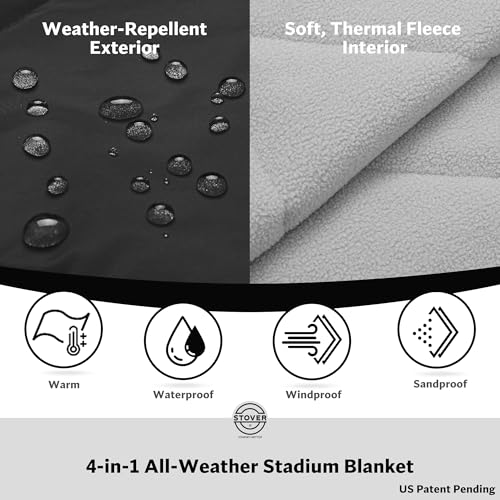 Large Waterproof Outdoor Stadium Blanket (01 - Stadium Black)