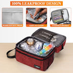 Insulated Lunch Bag for Men Women (Heather Red)