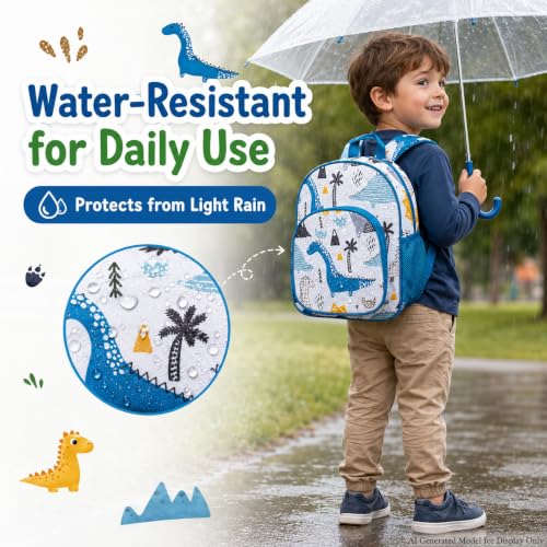 3PCS Toddler Backpack for Boys (12-inch White Dinosaur 3pc)