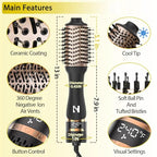 Blow Dryer Brush for Women One Step Blowout Brush with Display Screen Oval Ceramic Barrel Negative Ion Technology