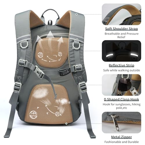 Hiking Backpack 30L Foldable Travel Daypack For Women Men (Grey / 30L)