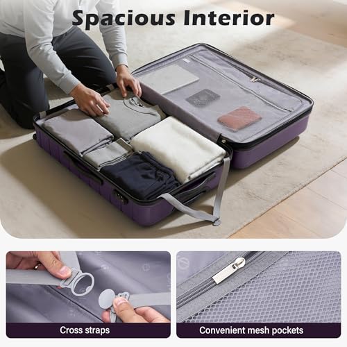 Lightweight Luggage with TSA Lock (Large(28in) / Purple)