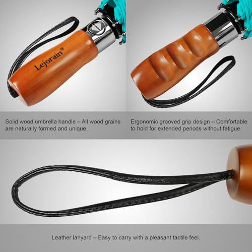 Big Umbrella Foldable Portable 54 Inch Windproof Auto Open for Women (11.Lake Green)