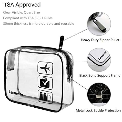 Clear Toiletry Bag TSA Approved Quart Size Travel Carry On (Black / 3 Pack)