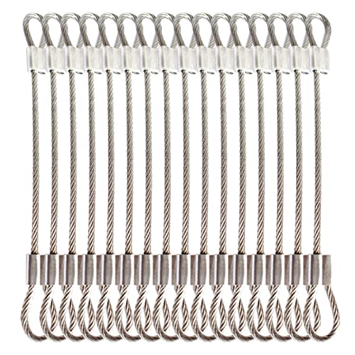 1/8"(3mm) Wire Diam Stainless Steel Cable Eyelets Loops Short Rope Lanyard Safety Tether Chain Lock with Vinyl Coated Cover, 20Pcs 6" Long Clear (6 inches - 20 Pcs / Clear-A)