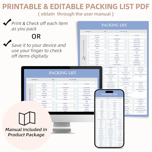 9 Set Packing Cubes with Packing List Luggage Packing Organizers for Travel Accessories (Black floral)