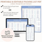 9 Set Packing Cubes with Packing List Luggage Packing Organizers for Travel Accessories (Black floral)