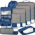 4 Set/6 Set/8 Set Compression Packing Cubes Travel Accessories Expandable Packing Organizers(HalfMesh,8-Navy) (8-Navy / Half Mesh)