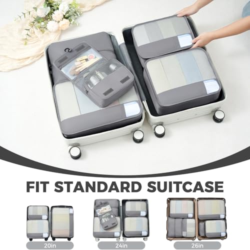 9 Set Packing Cubes with Packing List Luggage Packing Organizers for Travel Accessories (Pewter Color)