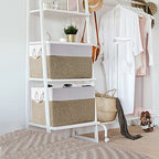 Organization Basket (White & Khaki / 3PCS/Extra Jumbo - 20.5Lx15.7Wx13.8H)
