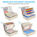 Fireproof File Organizer Bag with 13 Pockets Accordion File Folder (Beige / 15.1" x 11.2" x 4.3",Colorful)